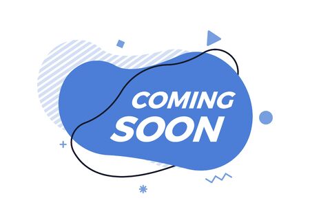 Trendy geometric fluid shape with Coming Soon text. Vector sign isolated on white background for sales, business, events, social media, promotions, releasesのイラスト素材