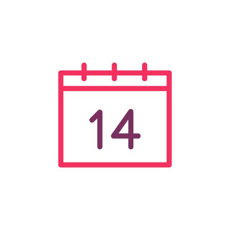 Valentine's day, 14 of february calendar icon. Vector thin line illustration for love, romance, valentine activitiesのイラスト素材