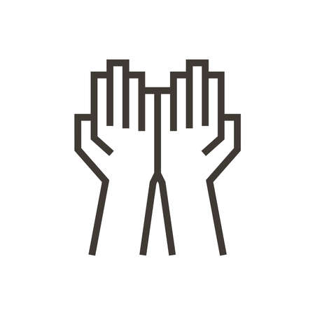 Open folded hands icon. Vector illustration representing praying, giving, support and humanitarian conceptsのイラスト素材