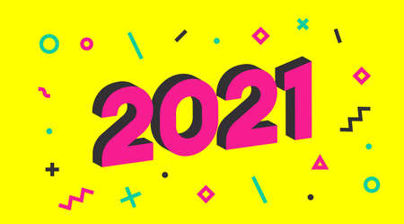 2021 Vector Design. Happy New Year illustration for the year 2021. For your festive poster and banner designs.のイラスト素材