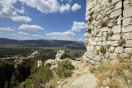 View from Chateau Aguilar, south france, in the champaign of the Languedoc.の写真素材