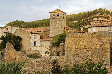 Lagrasse - little winegrower village in the haut languedoc in south franceの写真素材