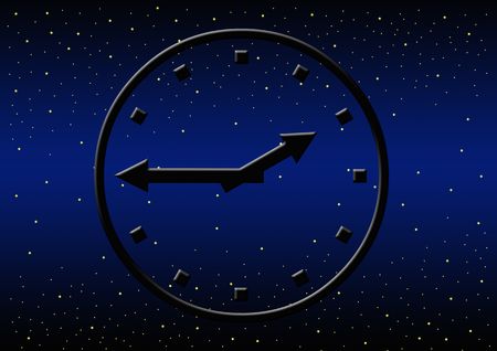 blue transparent clock is floating in spaceの写真素材