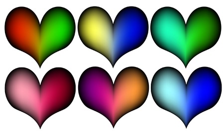 six coloful heartsのイラスト素材