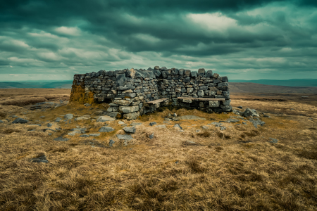 Heading from Hawes via Hadrwaw along the Pennine Way to Great Shunner Fell in the Yorkshire Dalesの写真素材