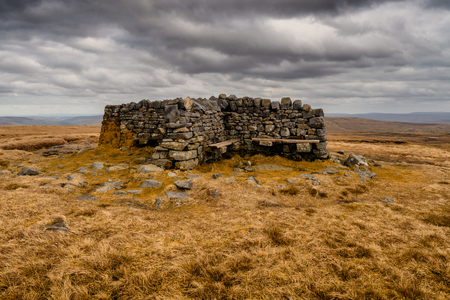 Heading from Hawes via Hadrwaw along the Pennine Way to Great Shunner Fell in the Yorkshire Dalesの写真素材