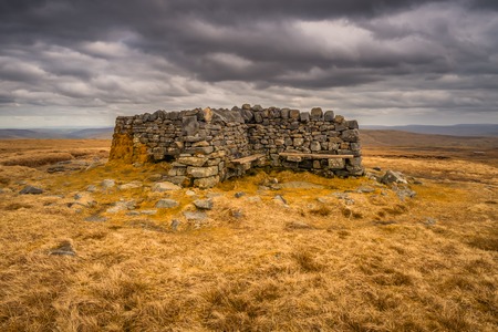 Heading from Hawes via Hadrwaw along the Pennine Way to Great Shunner Fell in the Yorkshire Dalesの写真素材