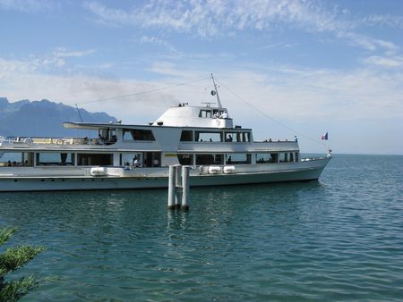 Sailing ship. Geneva lake. Montreux. Switzerlandの写真素材
