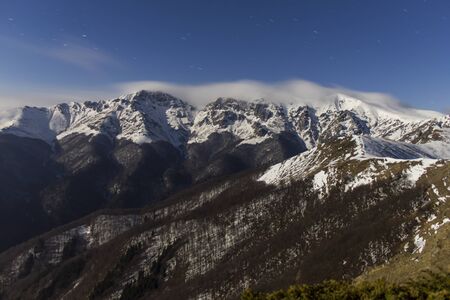 Triglav peaks with cloudsの写真素材