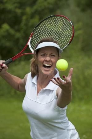 Woman playing tennisの写真素材