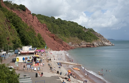 Cliff fall over a section of Oddicombe Beach Babbacombe UKのeditorial素材
