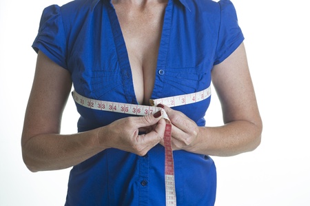 Bust measurement using a tape measureの写真素材