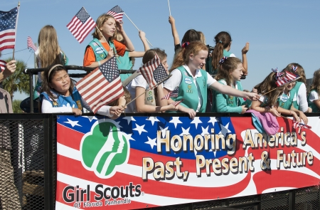 Girl Scouts of Florida Panhandle in the Veterans Day Parade Pensacola Fl USAのeditorial素材