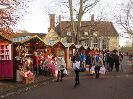 Christmas Market at Winchester Cathedral Hampshire UKのeditorial素材