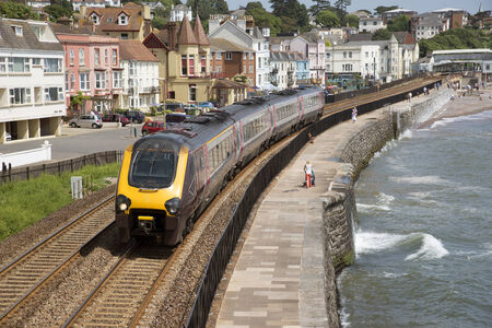 Cross country service passenger train at Dawlish Devon UKのeditorial素材