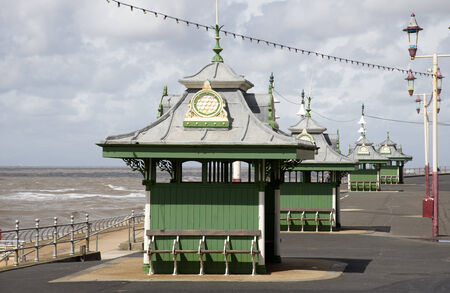Seafront shelter for holidaymakers to sitの写真素材