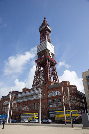 Seafront at Blackpool Lancashire UK and the famous Blackpool Towerのeditorial素材