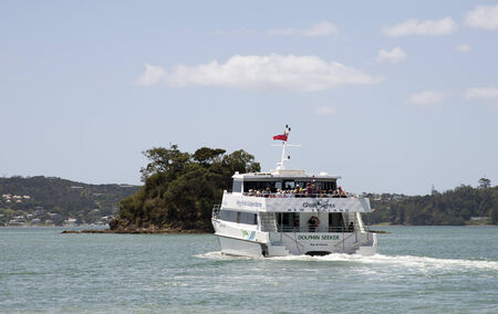 Passenger tour boat outbound Paihiia Bay of Islands New Zealandのeditorial素材