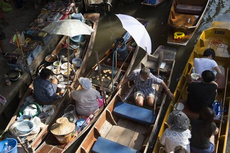 The Damnoen Saduak Floating Market about 60 miles from Bangkok Thailandのeditorial素材