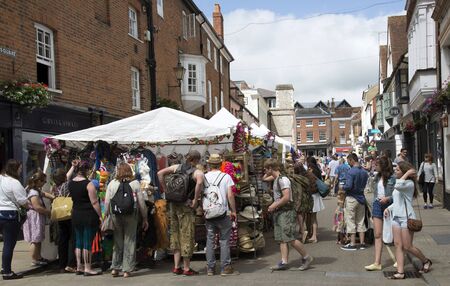 Market traders on The Square Winchester UK during the annual Hat Fairのeditorial素材