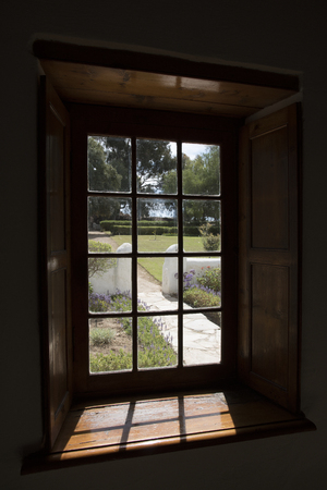 Smuts Cottage Reibeeck West South Africa view from the main room into the gardenのeditorial素材