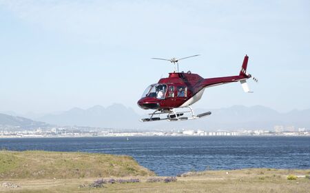 Helicopter flight with a backdrop of mountains close to Cape Town South Africa