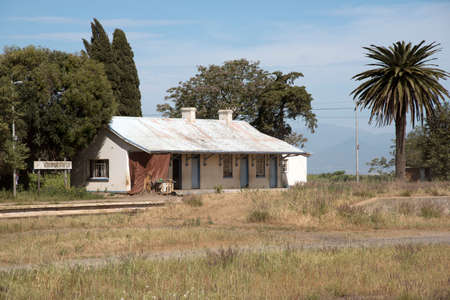 Old railroad station and tracks at Riebeeck West in the Swartland region of South Africaのeditorial素材