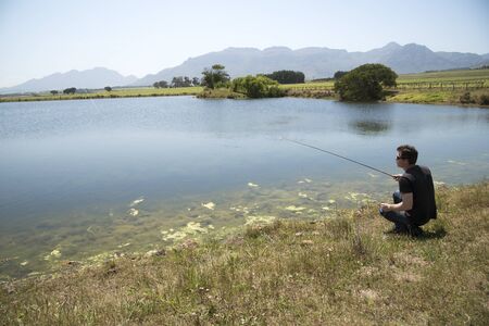 Man fly fishing in the Western Cape region of South Africa