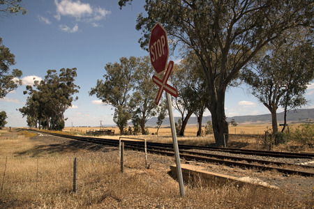 Railway tracks in the hamlet of Pools Swartberg region South Africaの写真素材