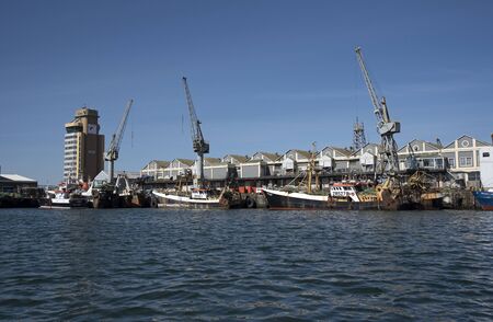 CAPE TOWN SOUTH AFRICA - APRIL 2016 - Fishing fleet vessels alongside in Cape Town harbor Southern...