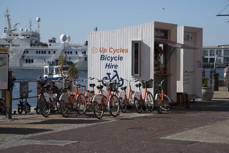 CAPE TOWN SOUTH AFRICA - APRIL 2016 - The V&A Waterfront's cycle hire station where tourists may...