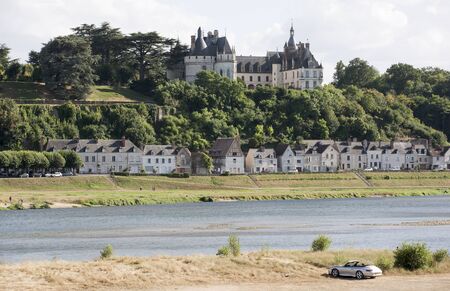 Chaumont Sur Loire France - August 2016 - The riverside town and Chateau Chamont which overlooks the River Loireのeditorial素材
