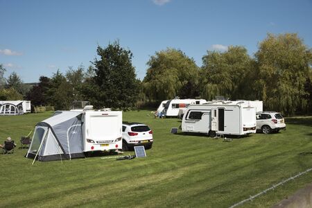 Caravan campsite in the Wiltshire countryside England UKのeditorial素材