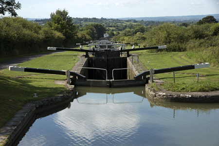 Kennet and Avon Canal at the Caen Hill flight of locks near Devizes Wiltshire UKのeditorial素材