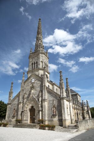 Saint Julien Bordeaux France - August 2016 - The Church of Saint Julien Beychevelle stands in the center of this small French townのeditorial素材
