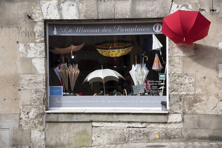 An umbrella store in the old town of Blois inthe Loire region of France