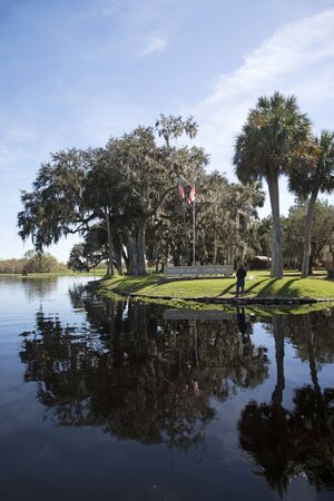 Hontoon Island State Park Florida USA - October 2016 - The Hontoon Island state park on the St Johns River close to Deland Floridaのeditorial素材