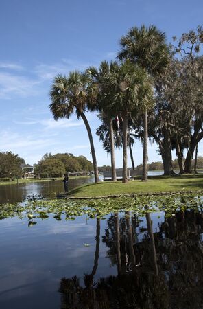Hontoon Island State Park Florida USA - October 2016 - The Hontoon Island state park on the St Johns River close to Deland Floridaのeditorial素材