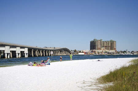 Destin Florida USA - October 2016 - The military beach on Okaloosa Island overlooks Destin a holiday resort on the Panhandle regiion of Floridaのeditorial素材