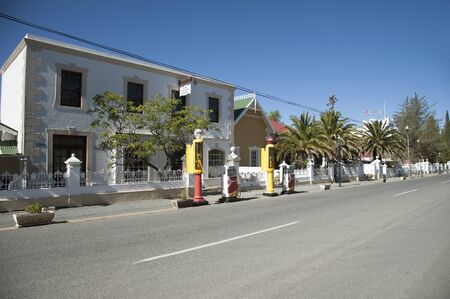 Matjiesfontein in the Central Karoo region of the Western cape South Africa. Old petrol pumps on the main street of this historic little townのeditorial素材