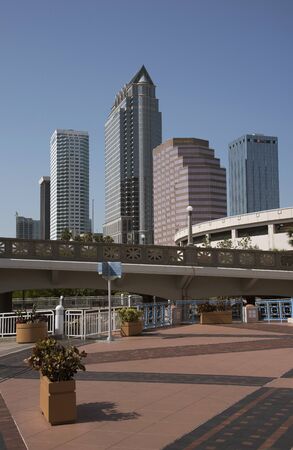 The highrise buildings of downtown Tampa Florida USA and the Tampa Riverwalk. May 2017.のeditorial素材