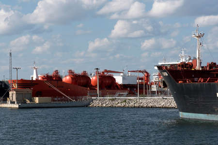 Port of Tampa Florida USA. The chemical tanker Bow Saga alongside the dock