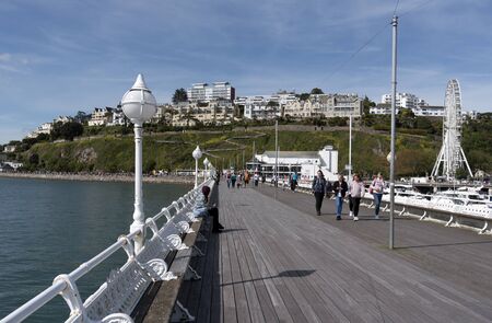 The pier at Torquay on the English Riviera a popular holiday resort in South Devon England UK. May 2017のeditorial素材