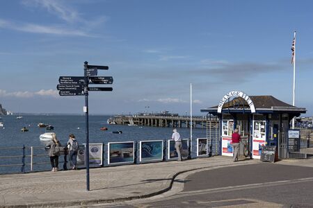 Swanage Pier and the Jurassic coastline Dorset England UK. June 2017.