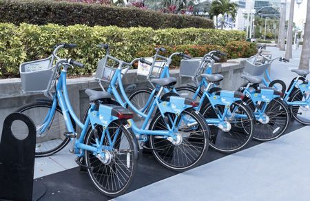 Tampa Florida USA. Circa 2017. Cycle stand from which the bikes may be rentedのeditorial素材