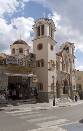 The Cathedral on Platia Venizelou in Agios Nikolaos, Crete, Greece. October 2017のeditorial素材
