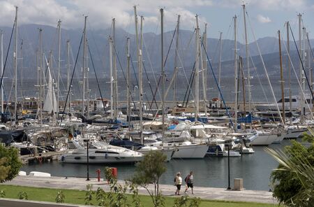 Marina on the foreshore in Agios Nikolaos, Crete, Greece. October 2017のeditorial素材