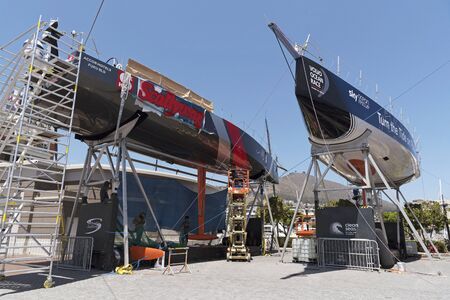 Cape Town waterfront South Africa. December 2017. Volvo Ocean Race. Racing yacht Scallywag....