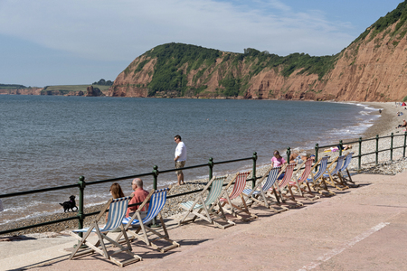 Jacobs Ladder beach at Sidmouth a seaside resort in East Devon, England UK.のeditorial素材