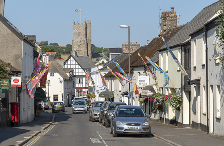 Moretonhampstead, Devon, England UK. Court Street looking toward St Andrews church in this small Dartmoor town.のeditorial素材